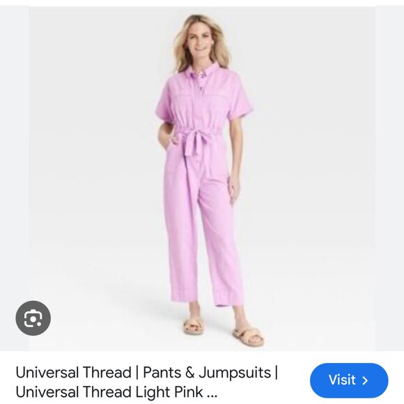 Universal Thread Pants - Universal Thread Light Pink/Purple Utility Jumpsuit SS Button Front Size 4